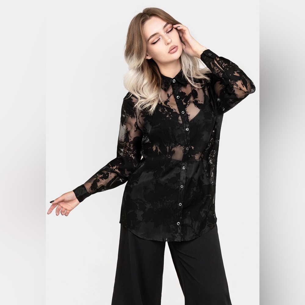 Disturbia Spectre Sheer Loose Fit Shirt US 4 / UK 8 - Picture 7 of 7